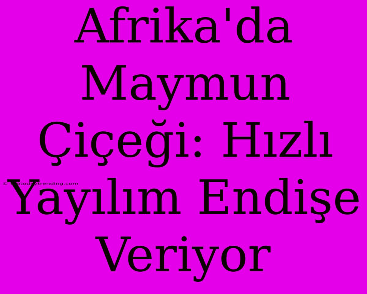 Afrika'da Maymun Çiçeği: Hızlı Yayılım Endişe Veriyor