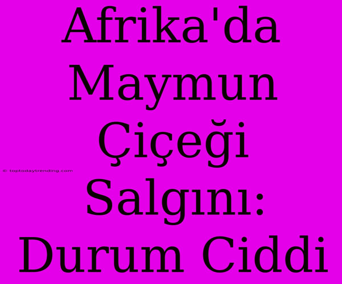 Afrika'da Maymun Çiçeği Salgını: Durum Ciddi