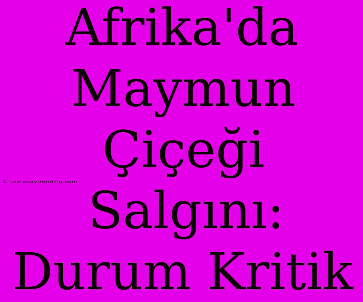 Afrika'da Maymun Çiçeği Salgını: Durum Kritik