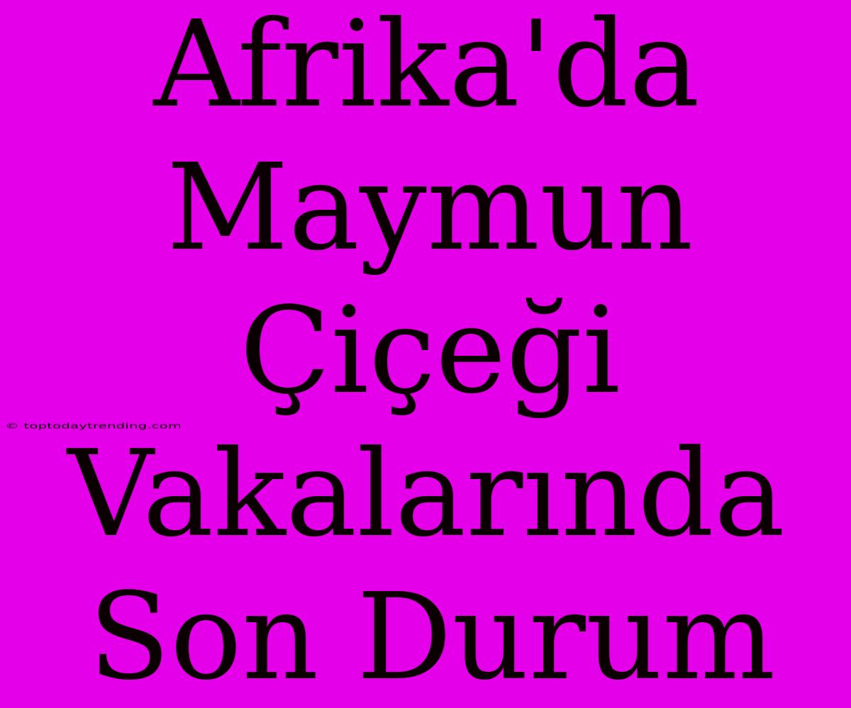 Afrika'da Maymun Çiçeği Vakalarında Son Durum