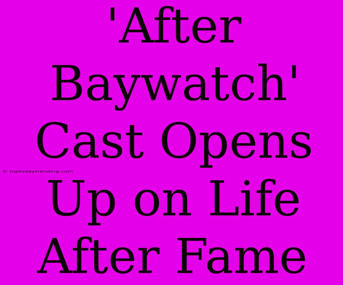 'After Baywatch'  Cast Opens Up On Life After Fame