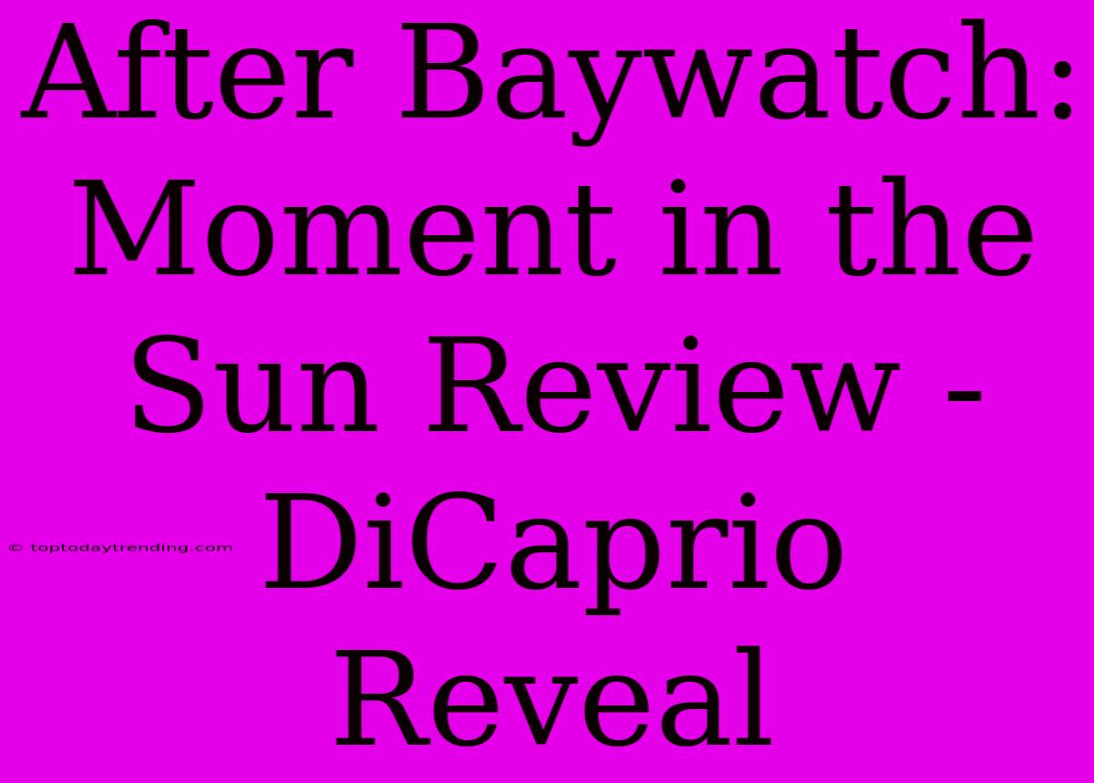 After Baywatch: Moment In The Sun Review - DiCaprio Reveal