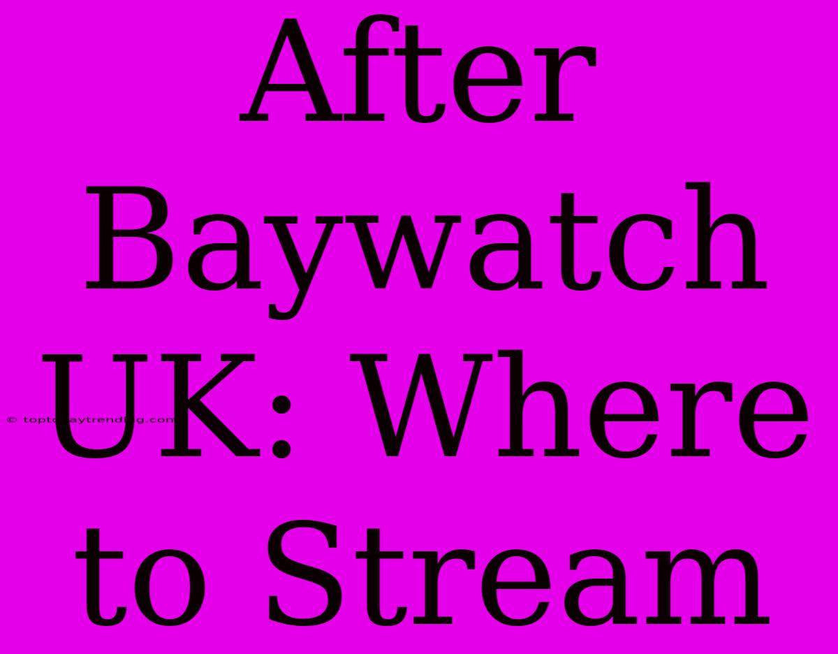 After Baywatch UK: Where To Stream