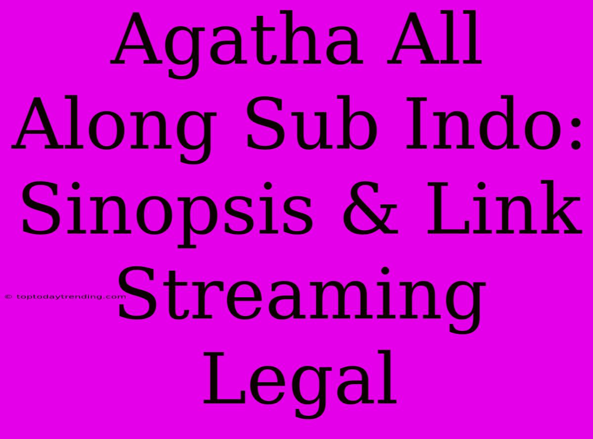 Agatha All Along Sub Indo: Sinopsis & Link Streaming Legal