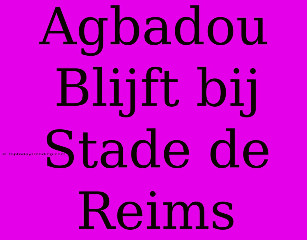 Agbadou Blijft Bij Stade De Reims