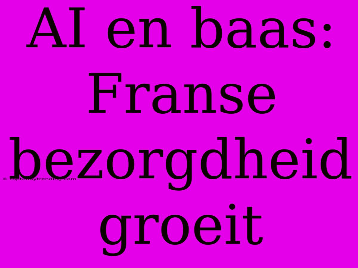 AI En Baas: Franse Bezorgdheid Groeit