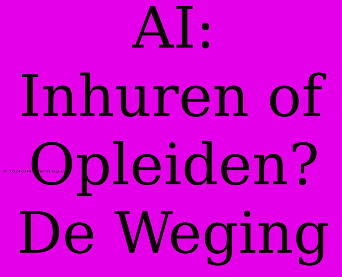 AI: Inhuren Of Opleiden? De Weging