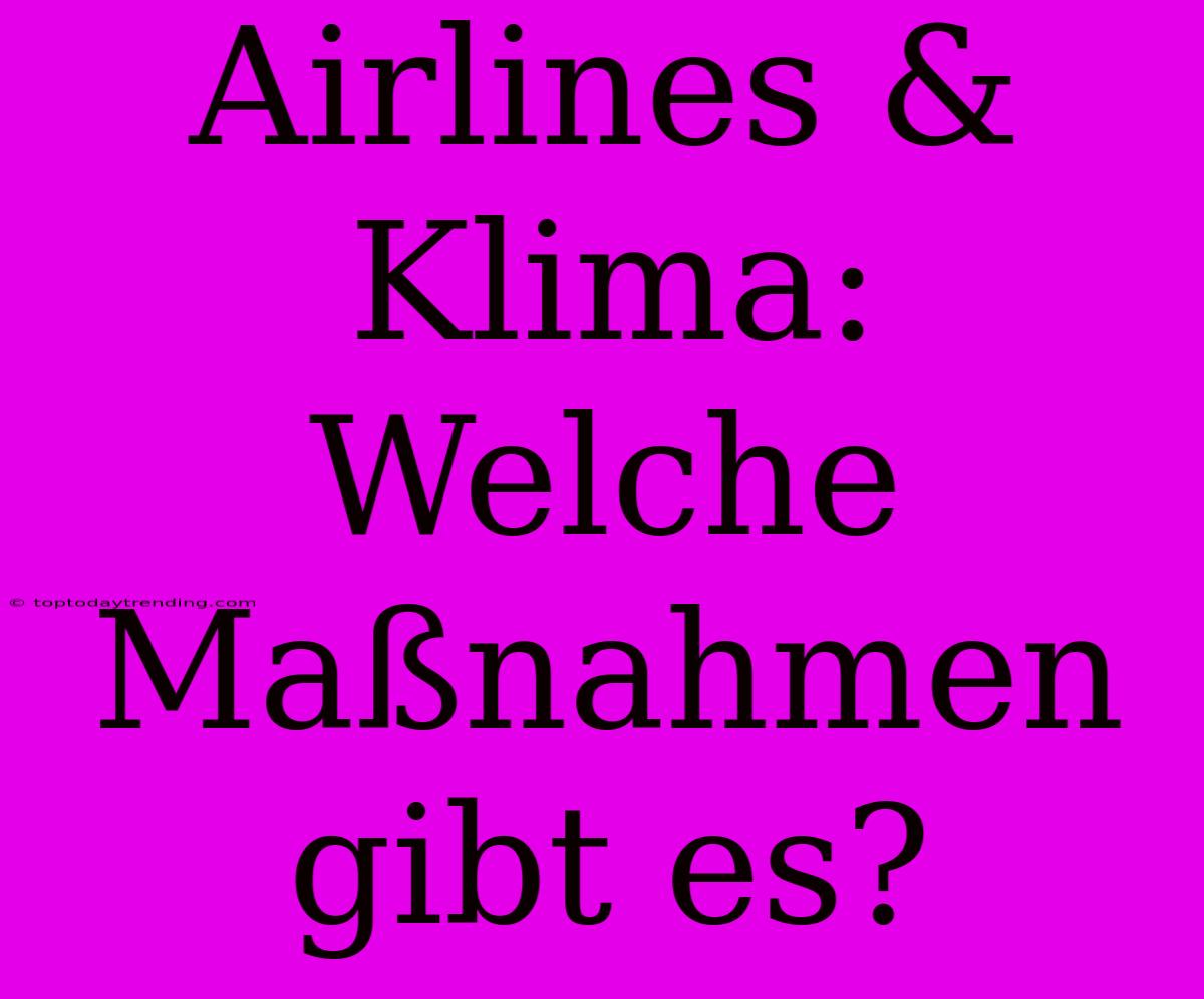 Airlines & Klima: Welche Maßnahmen Gibt Es?