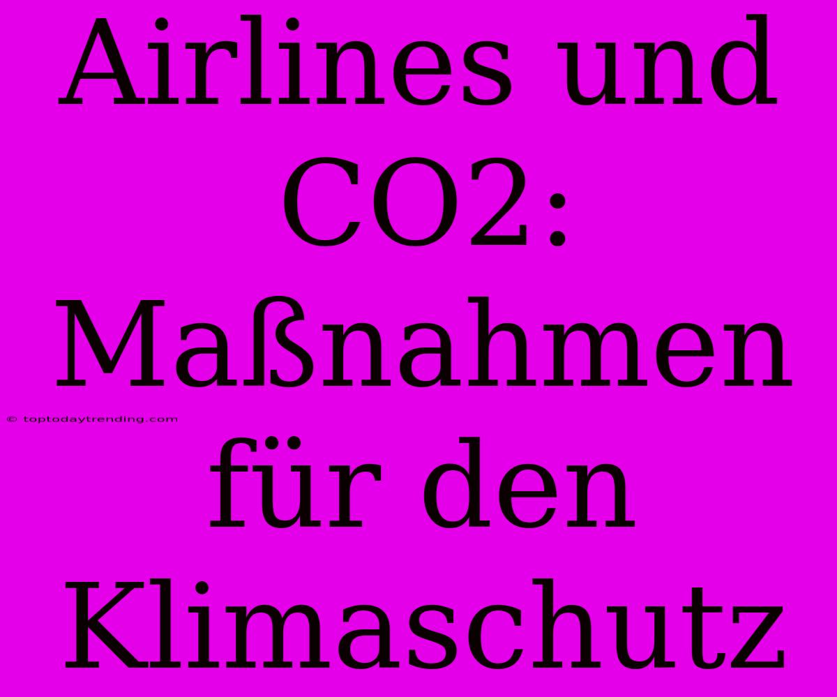 Airlines Und CO2: Maßnahmen Für Den Klimaschutz