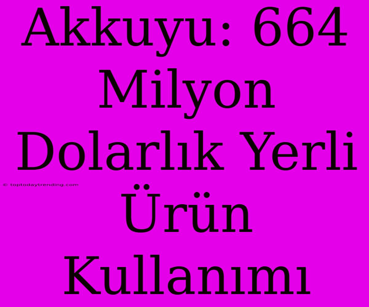 Akkuyu: 664 Milyon Dolarlık Yerli Ürün Kullanımı