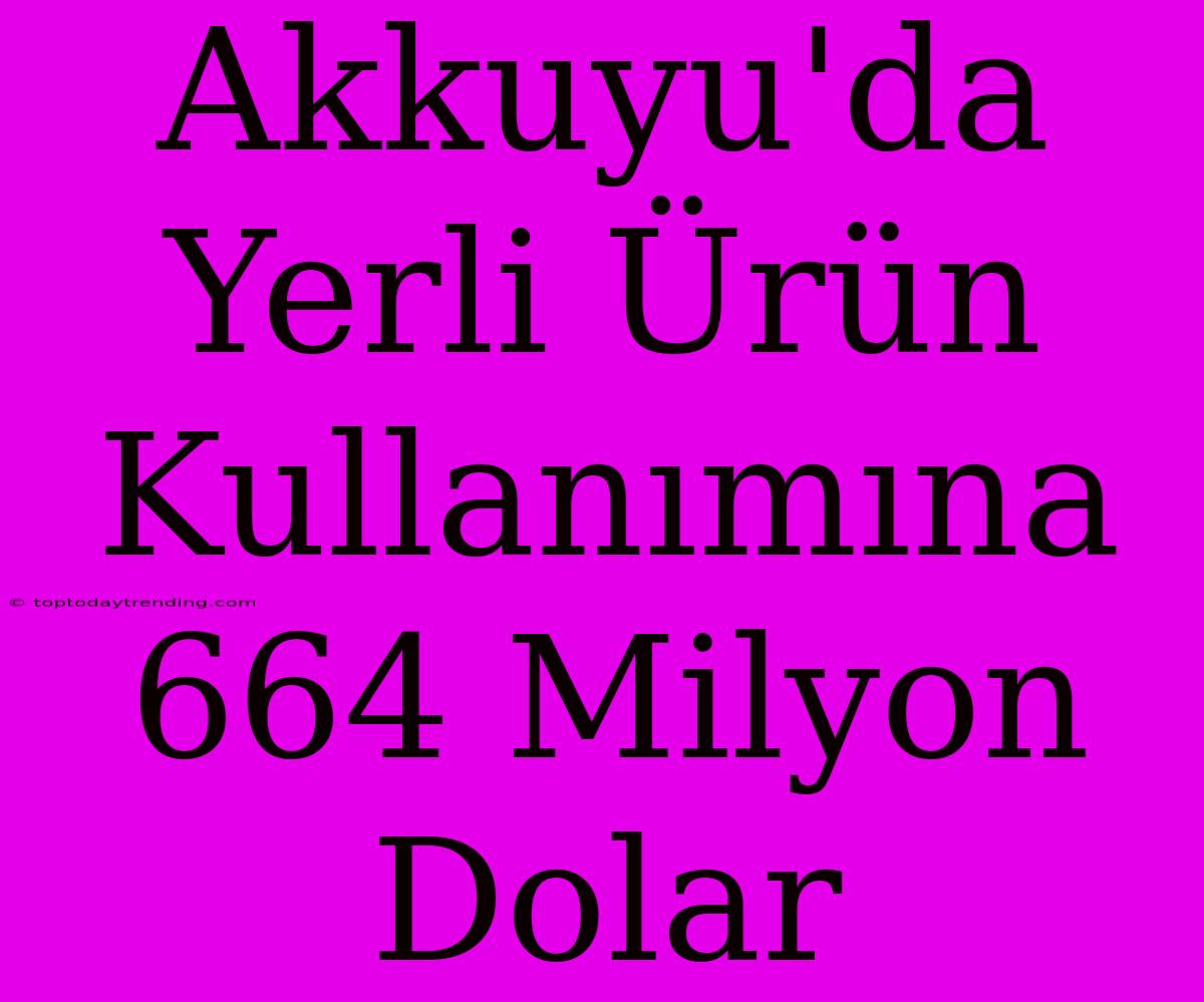 Akkuyu'da Yerli Ürün Kullanımına 664 Milyon Dolar