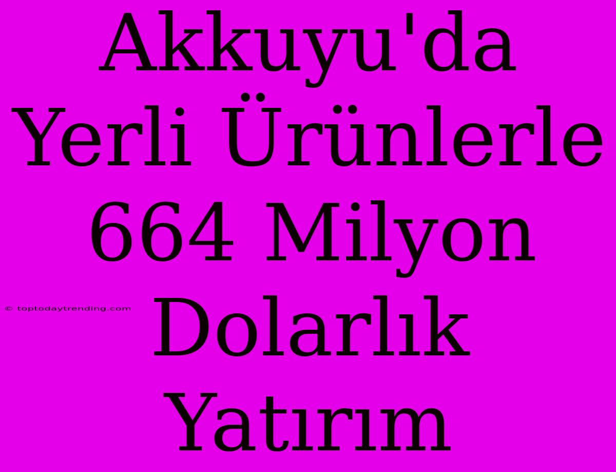 Akkuyu'da Yerli Ürünlerle 664 Milyon Dolarlık Yatırım