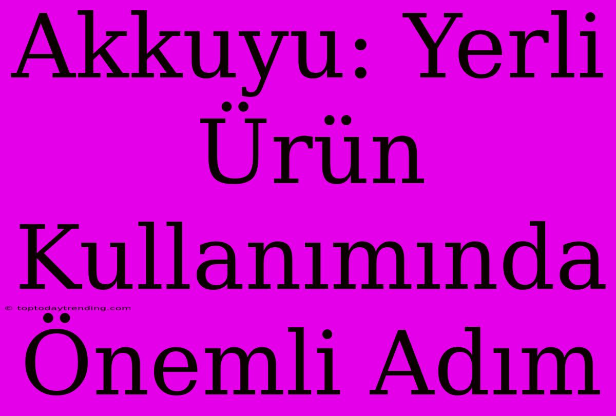 Akkuyu: Yerli Ürün Kullanımında Önemli Adım