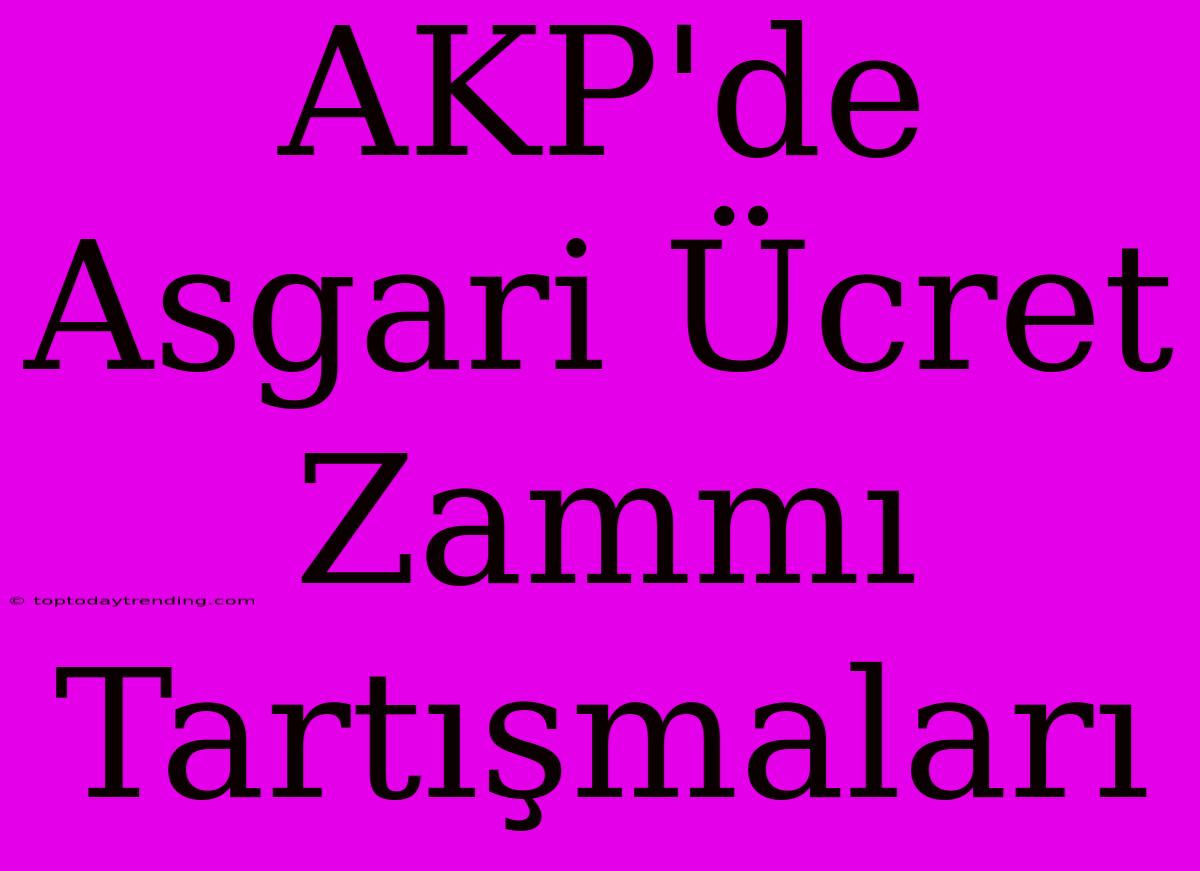 AKP'de Asgari Ücret Zammı Tartışmaları