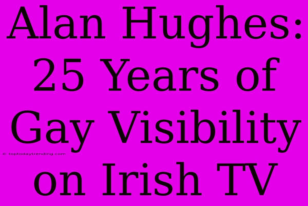 Alan Hughes: 25 Years Of Gay Visibility On Irish TV