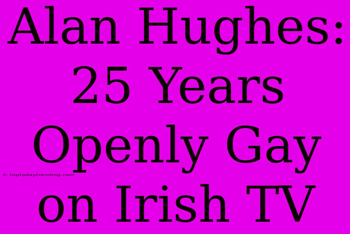 Alan Hughes: 25 Years Openly Gay On Irish TV