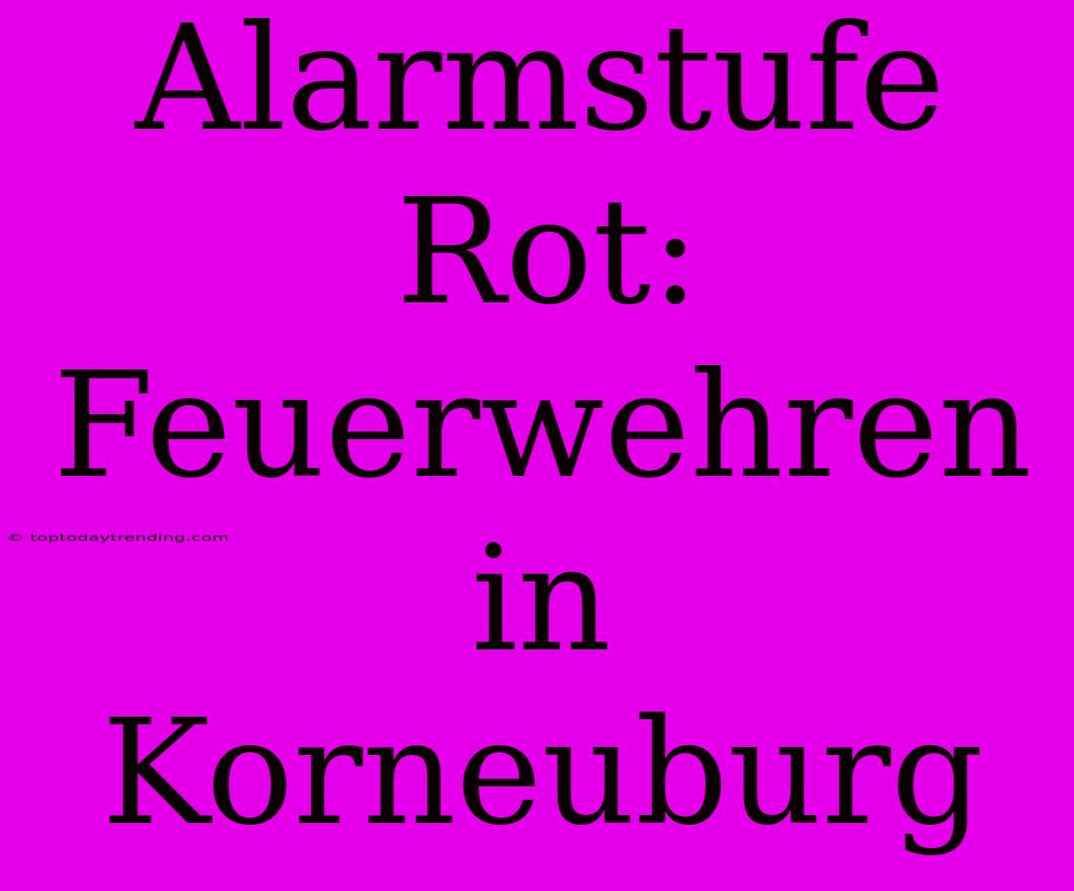 Alarmstufe Rot: Feuerwehren In Korneuburg