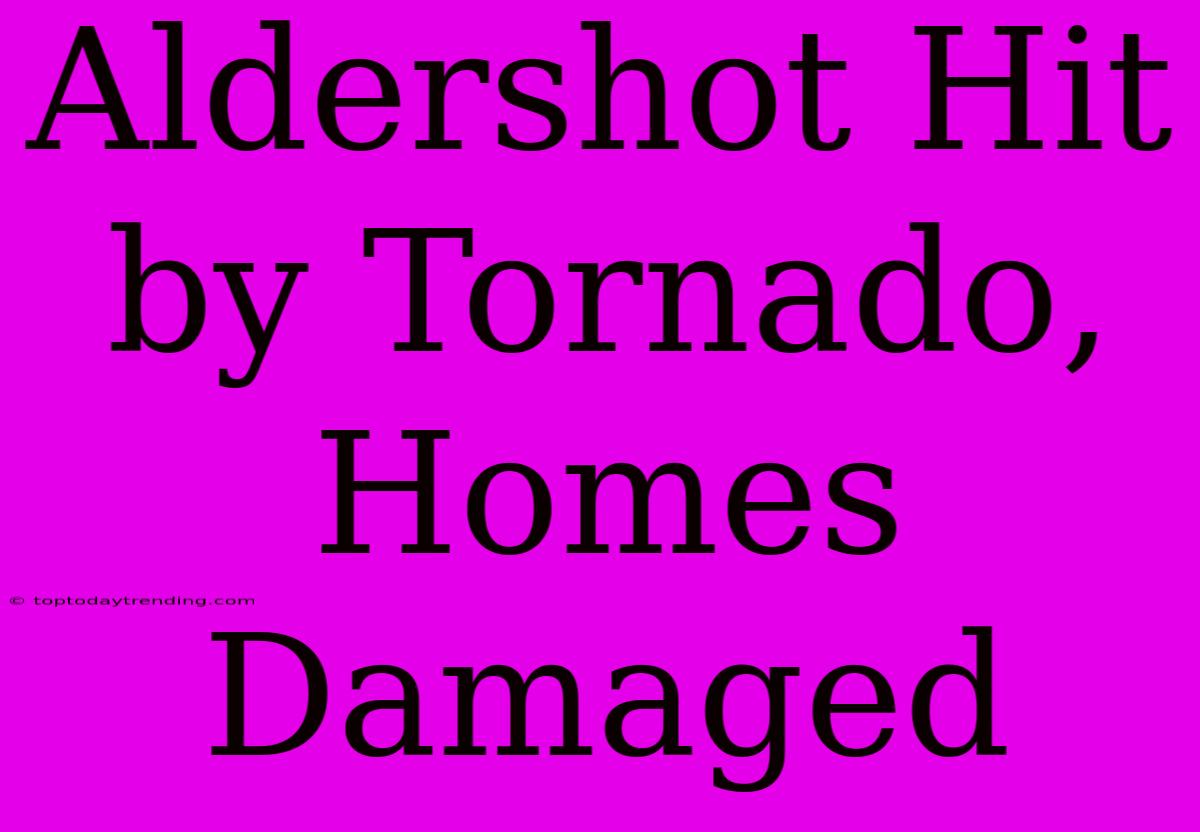 Aldershot Hit By Tornado, Homes Damaged