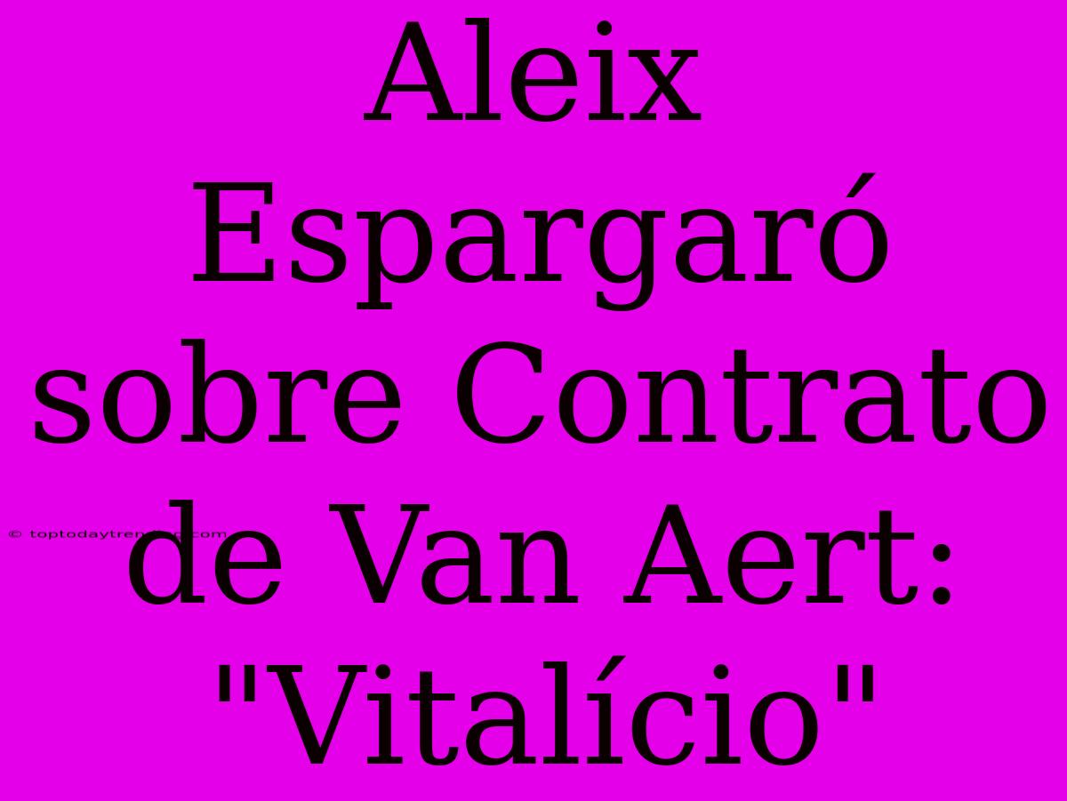 Aleix Espargaró Sobre Contrato De Van Aert: 