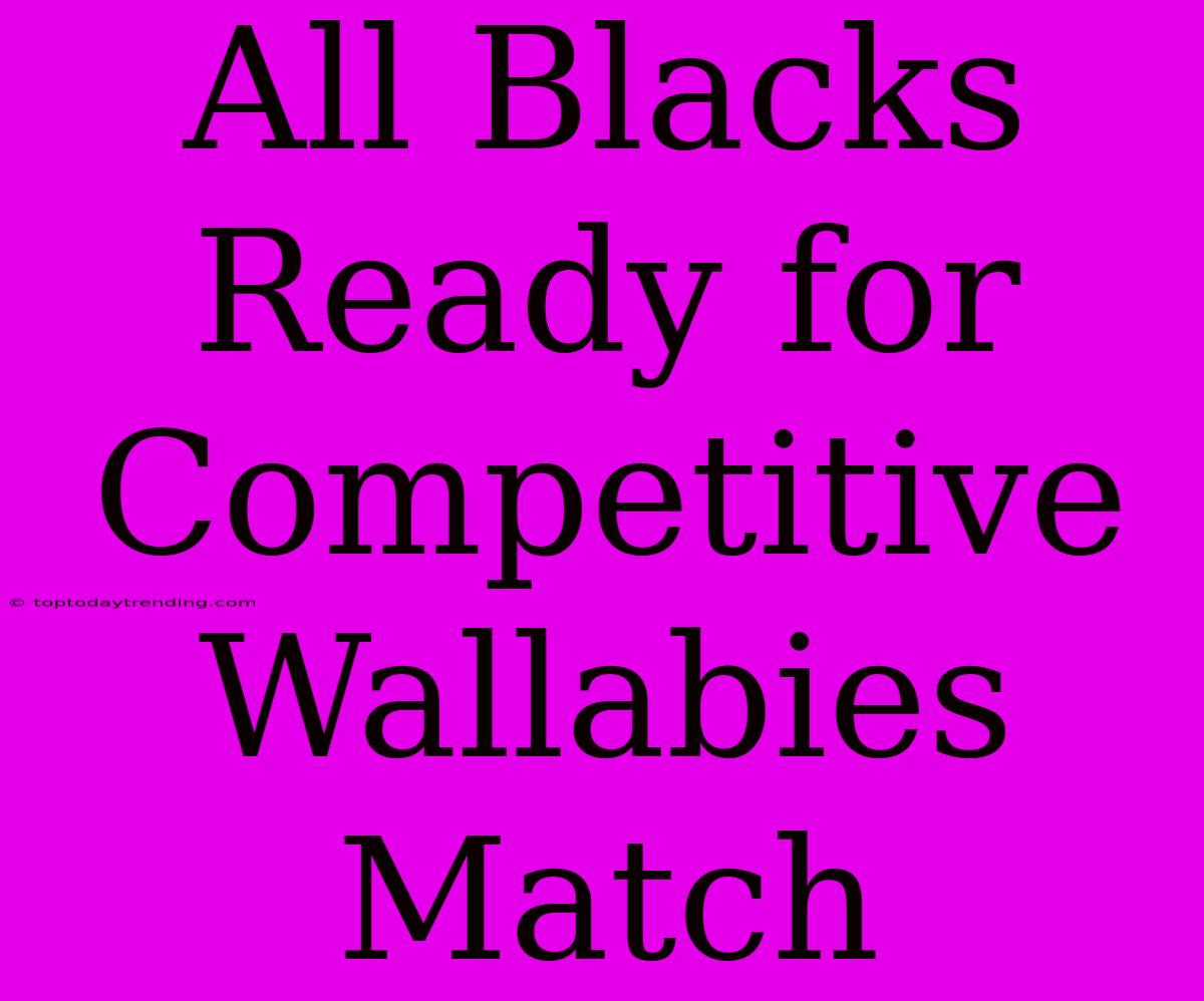 All Blacks Ready For Competitive Wallabies Match