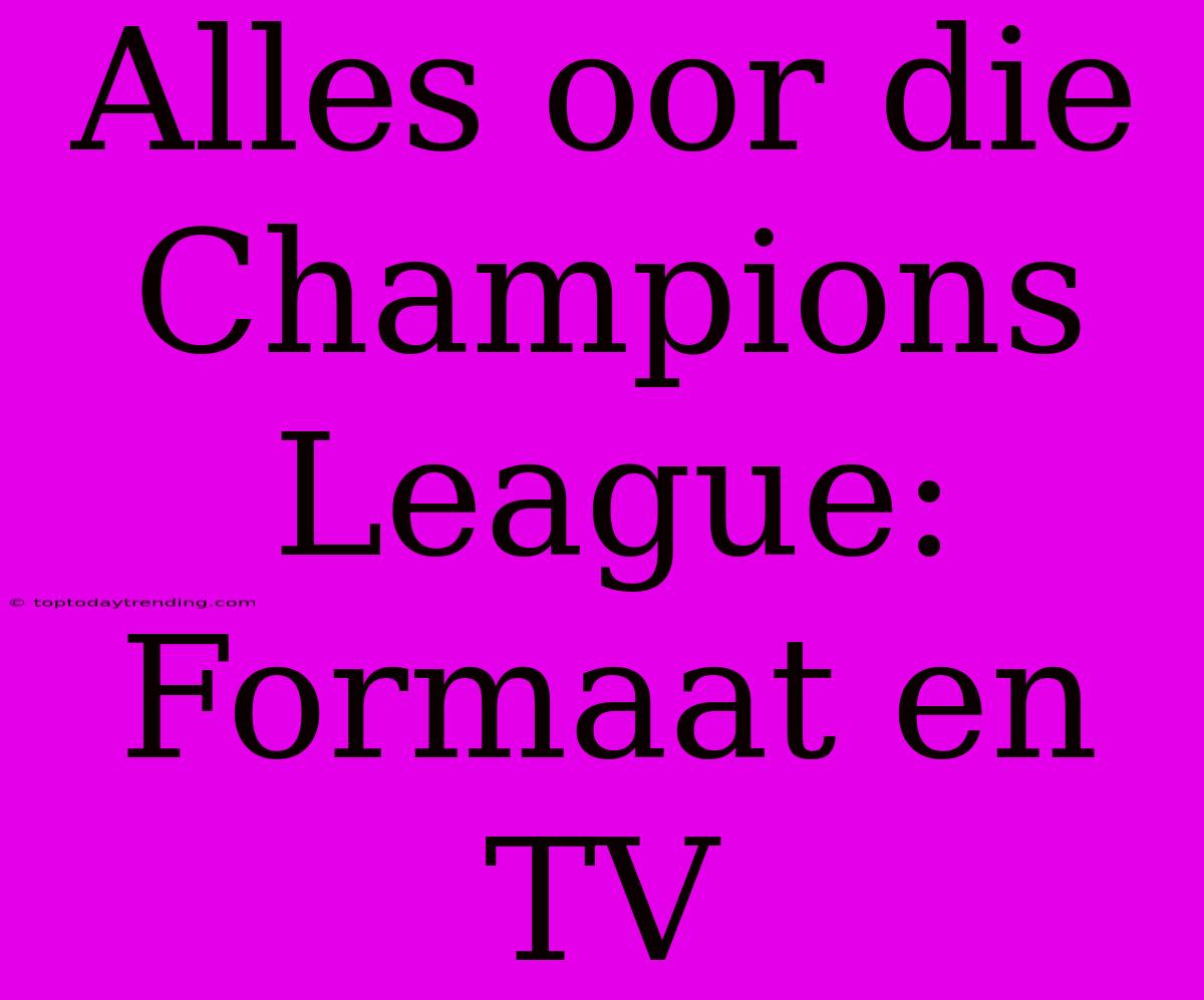 Alles Oor Die Champions League: Formaat En TV