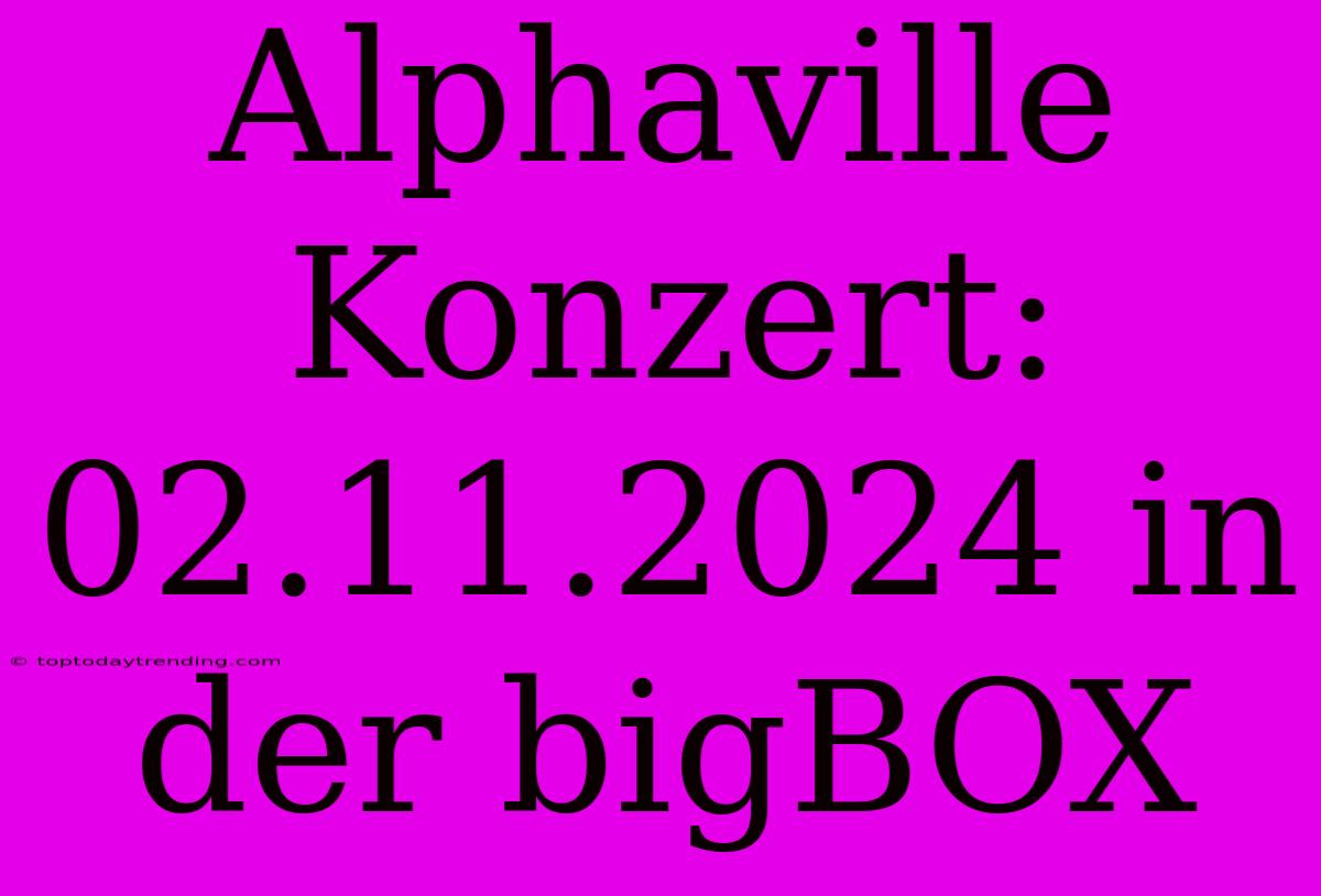 Alphaville Konzert: 02.11.2024 In Der BigBOX