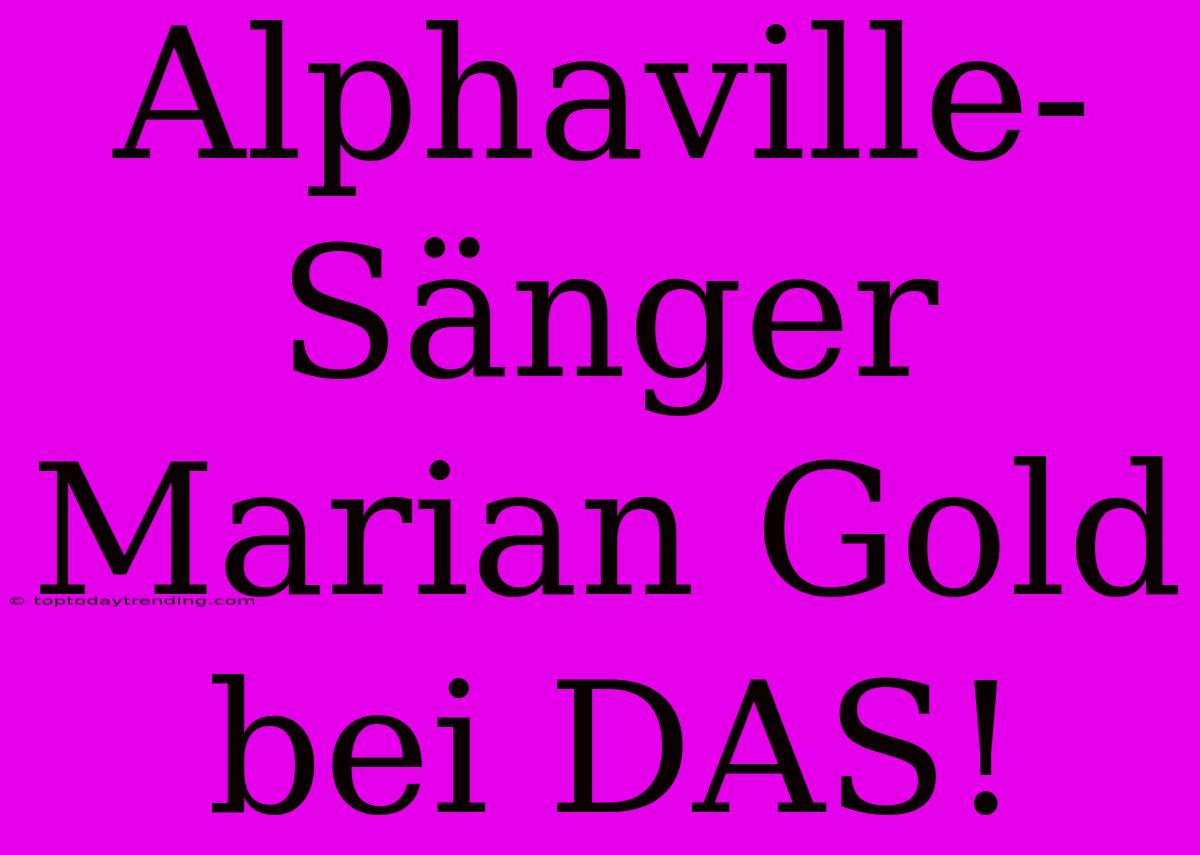 Alphaville-Sänger Marian Gold Bei DAS!