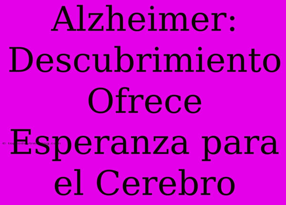 Alzheimer: Descubrimiento Ofrece Esperanza Para El Cerebro