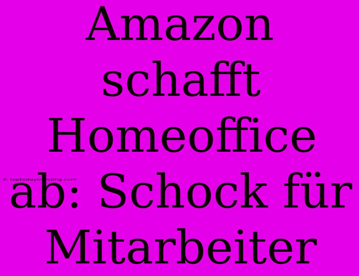 Amazon Schafft Homeoffice Ab: Schock Für Mitarbeiter