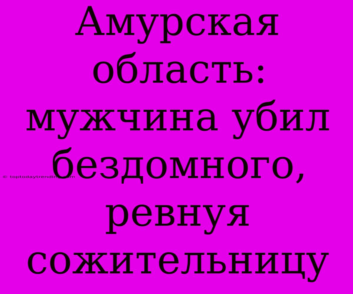 Амурская Область: Мужчина Убил Бездомного, Ревнуя Сожительницу