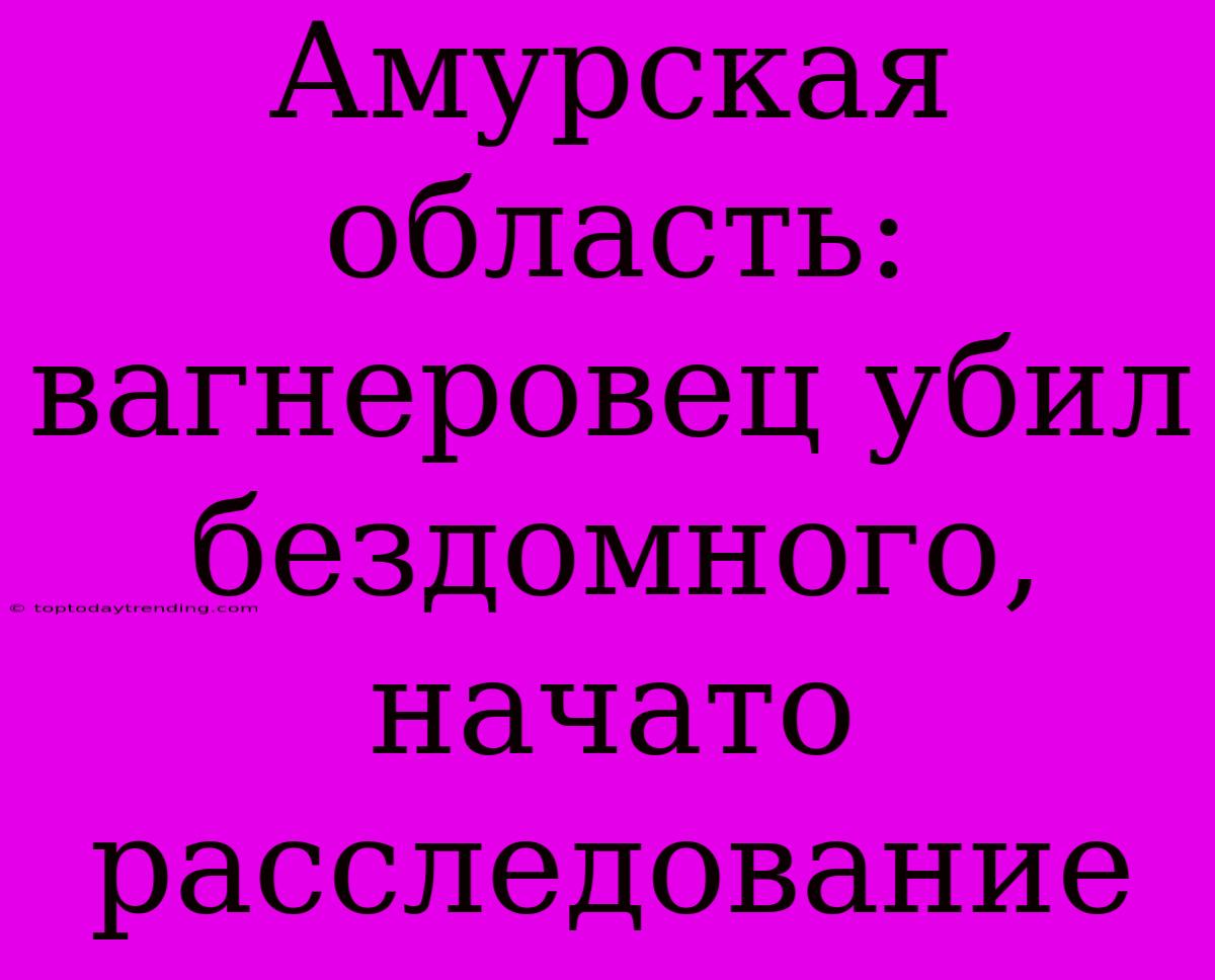 Амурская Область: Вагнеровец Убил Бездомного, Начато Расследование