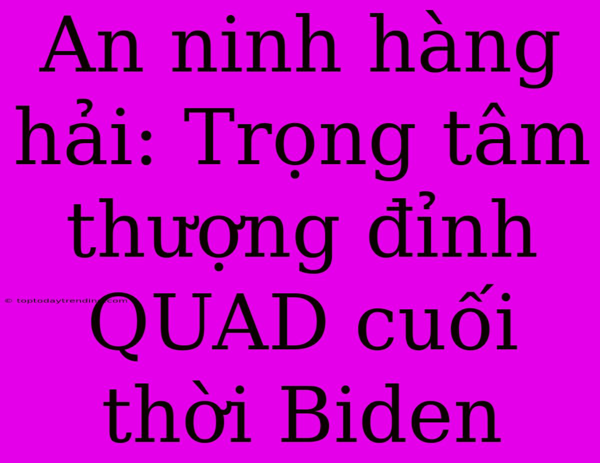 An Ninh Hàng Hải: Trọng Tâm Thượng Đỉnh QUAD Cuối Thời Biden