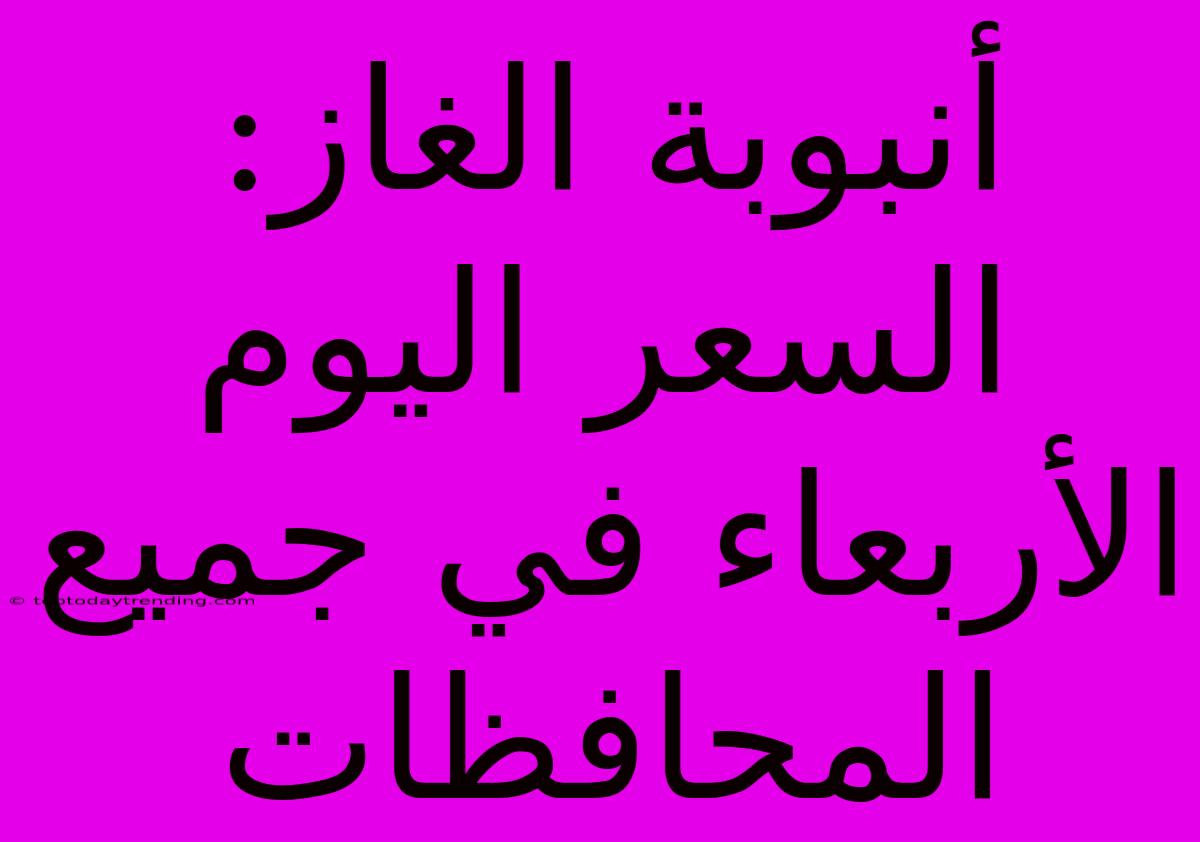 أنبوبة الغاز: السعر اليوم الأربعاء في جميع المحافظات