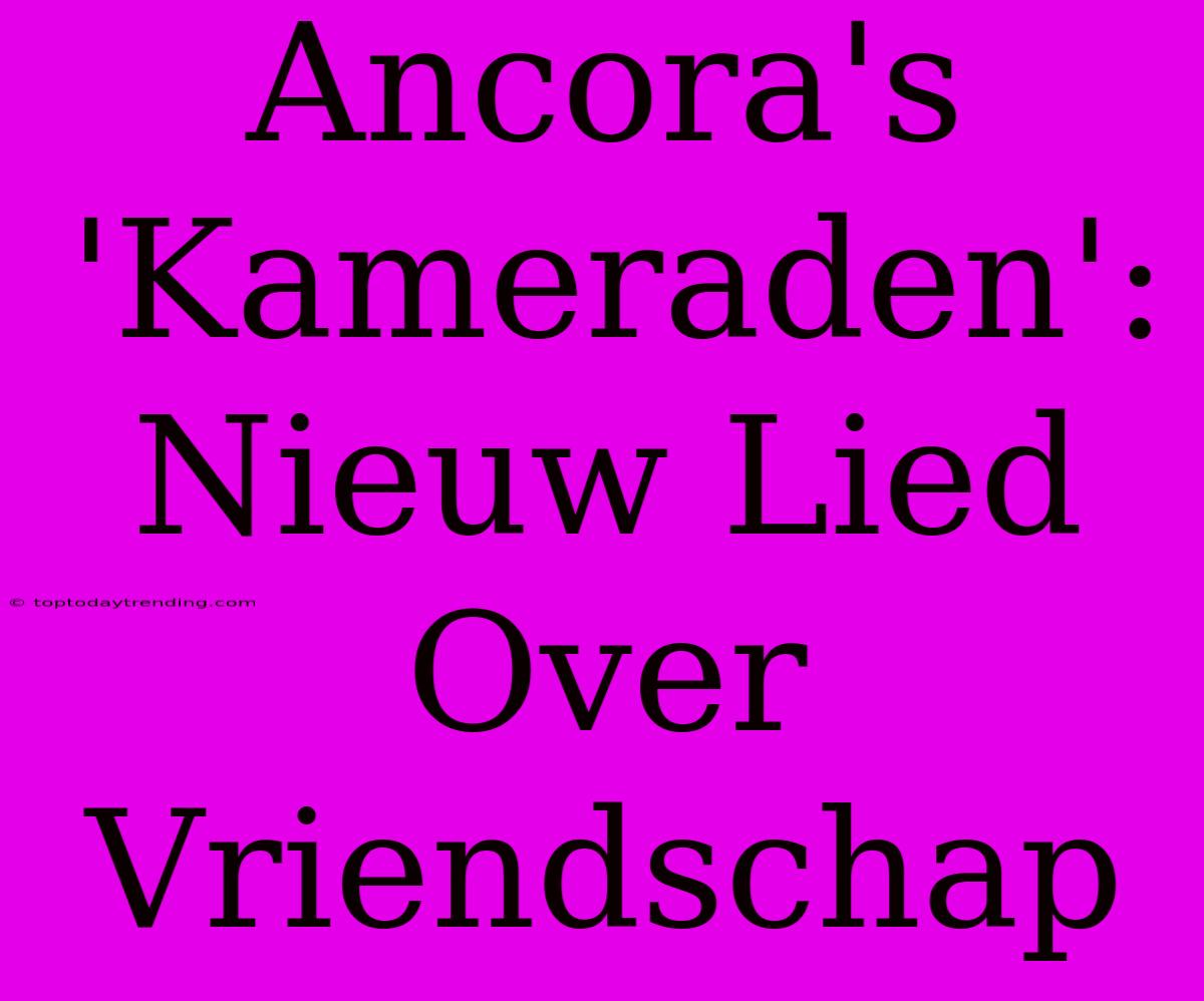 Ancora's 'Kameraden': Nieuw Lied Over Vriendschap