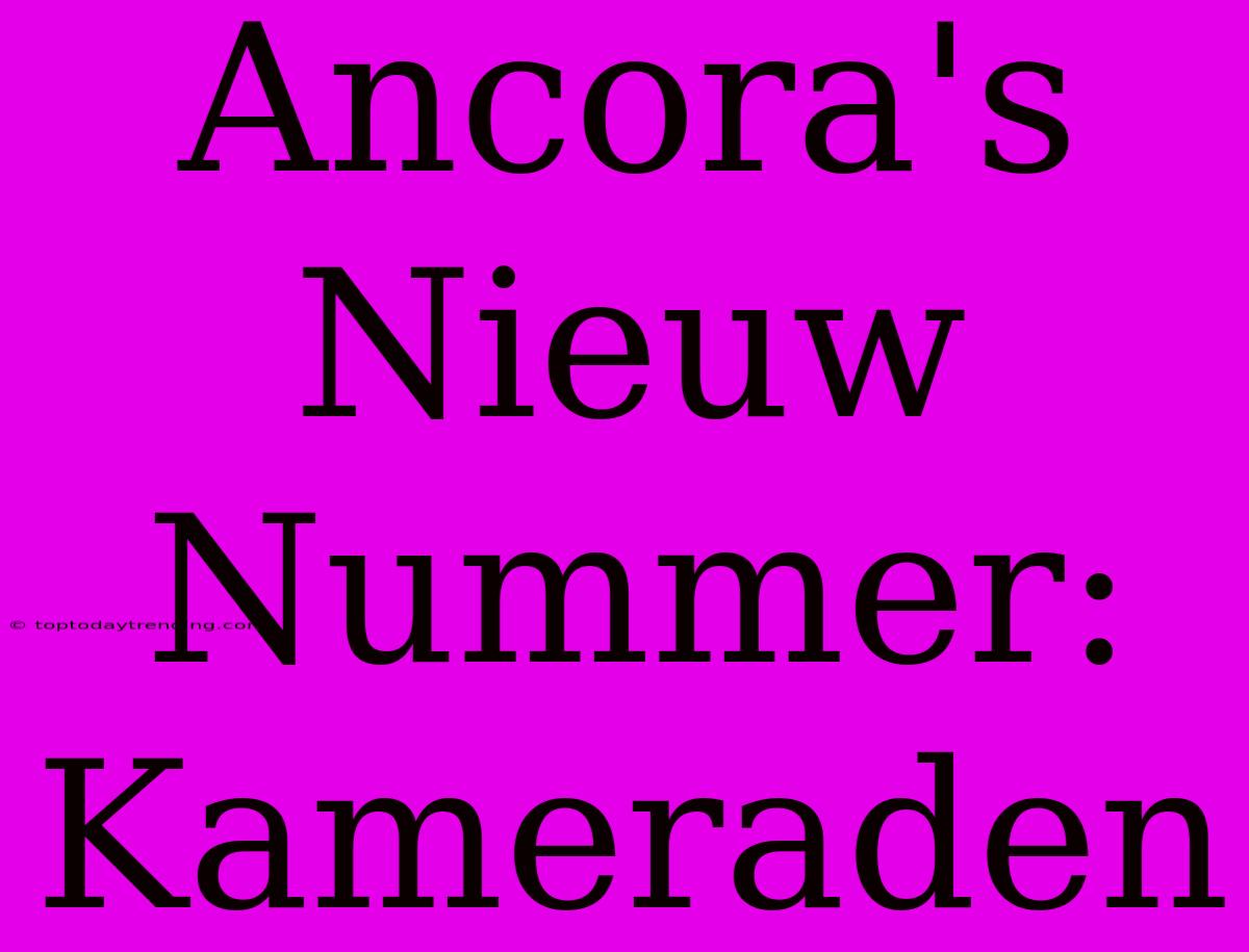 Ancora's Nieuw Nummer: Kameraden