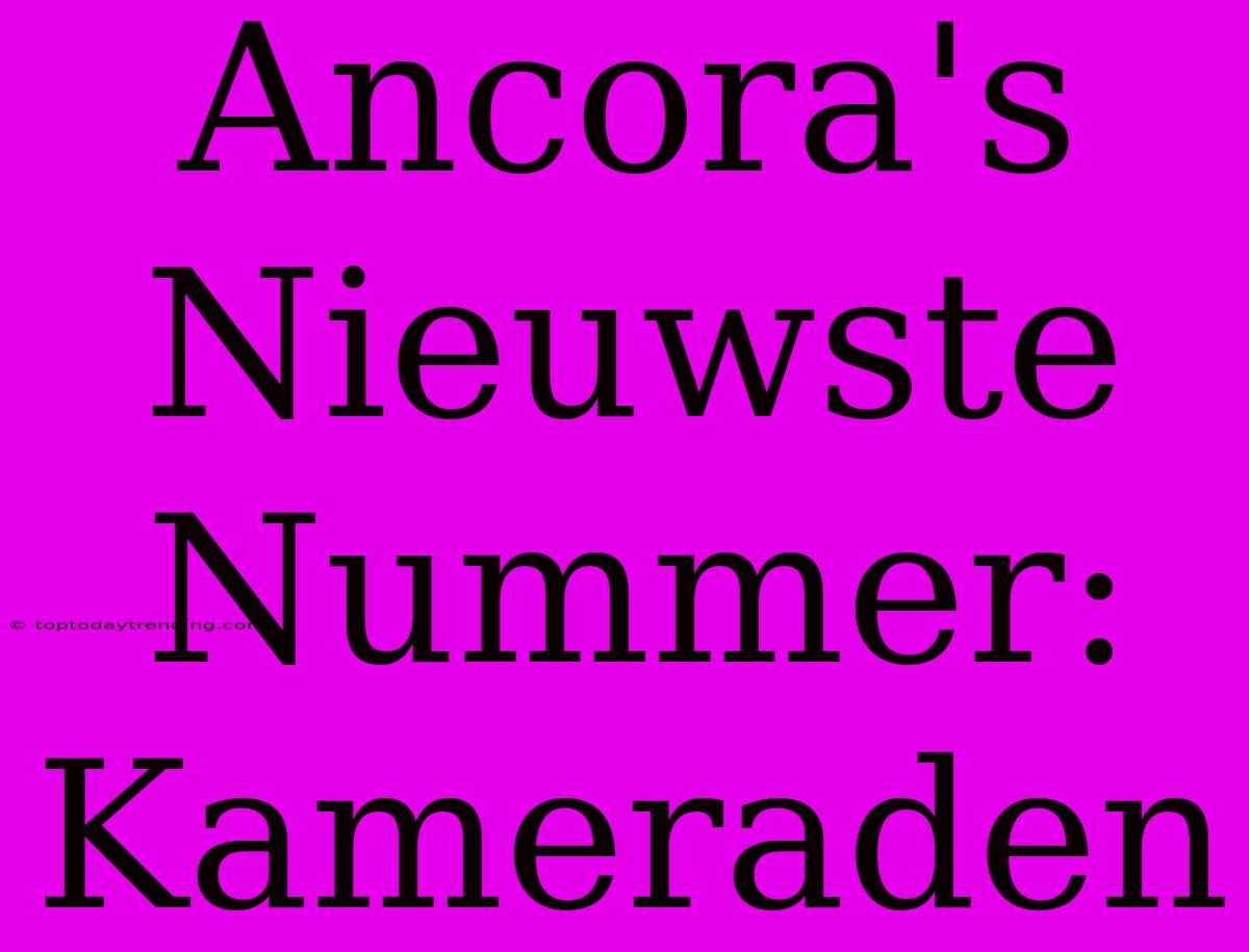 Ancora's Nieuwste Nummer: Kameraden