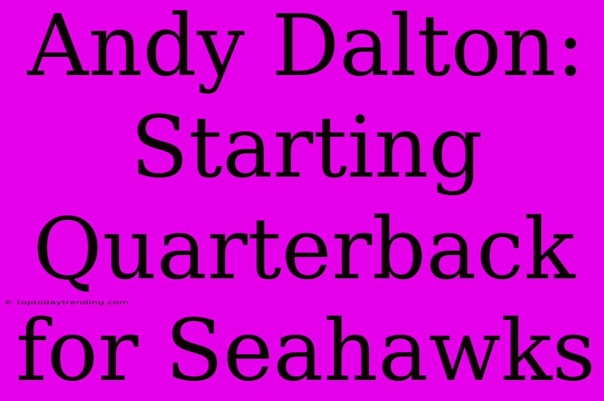 Andy Dalton: Starting Quarterback For Seahawks