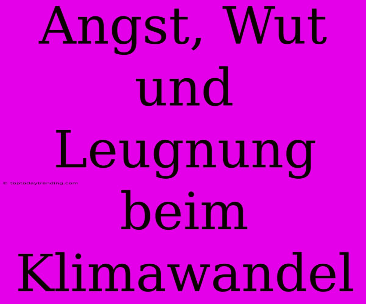 Angst, Wut Und Leugnung Beim Klimawandel