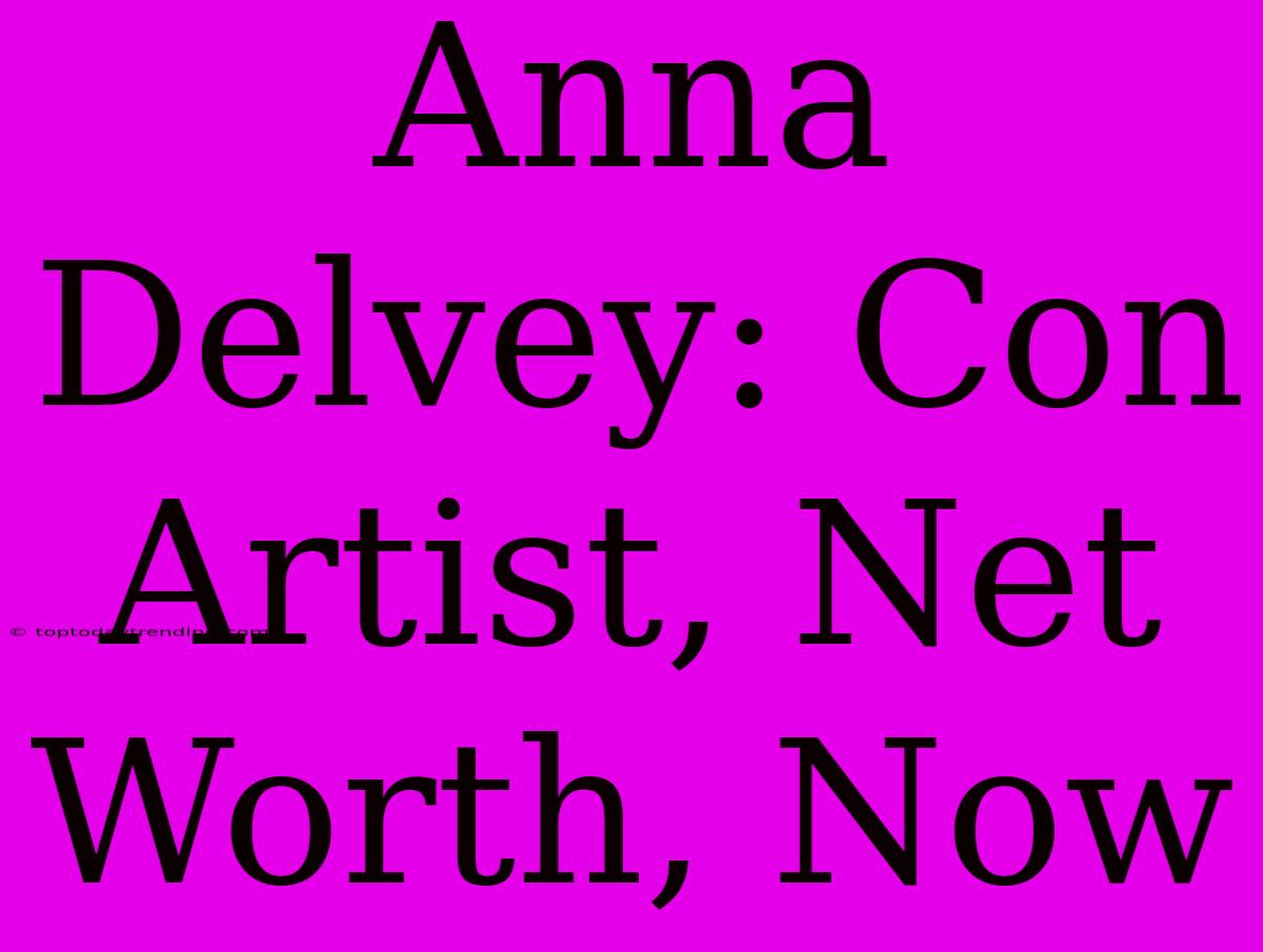 Anna Delvey: Con Artist, Net Worth, Now