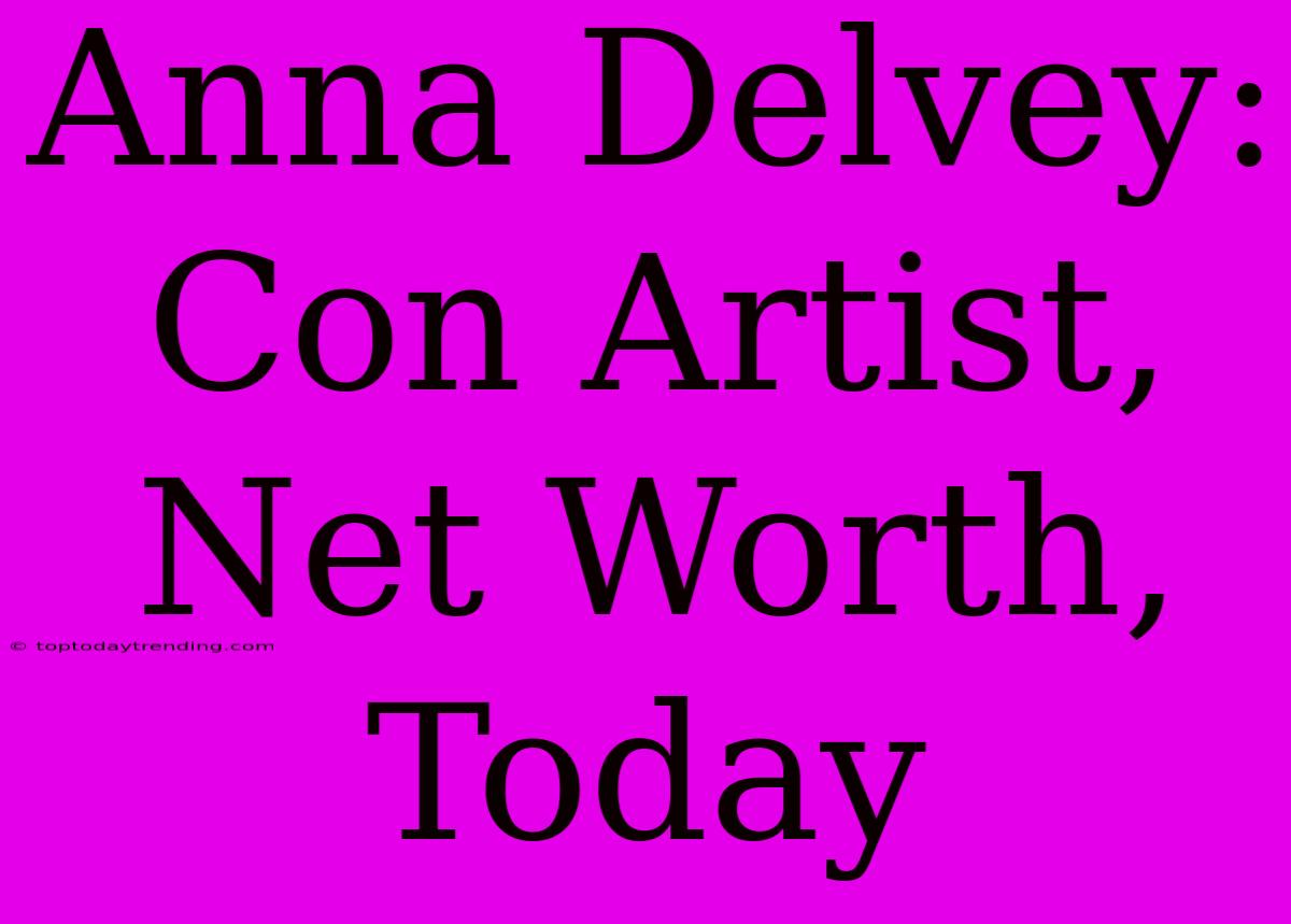 Anna Delvey: Con Artist, Net Worth, Today