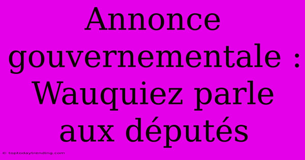 Annonce Gouvernementale : Wauquiez Parle Aux Députés