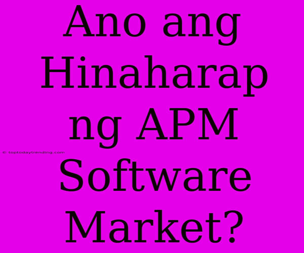 Ano Ang Hinaharap Ng APM Software Market?