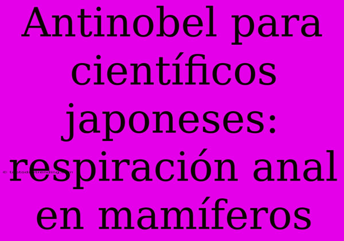 Antinobel Para Científicos Japoneses: Respiración Anal En Mamíferos