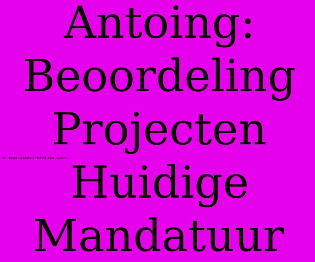 Antoing: Beoordeling Projecten Huidige Mandatuur