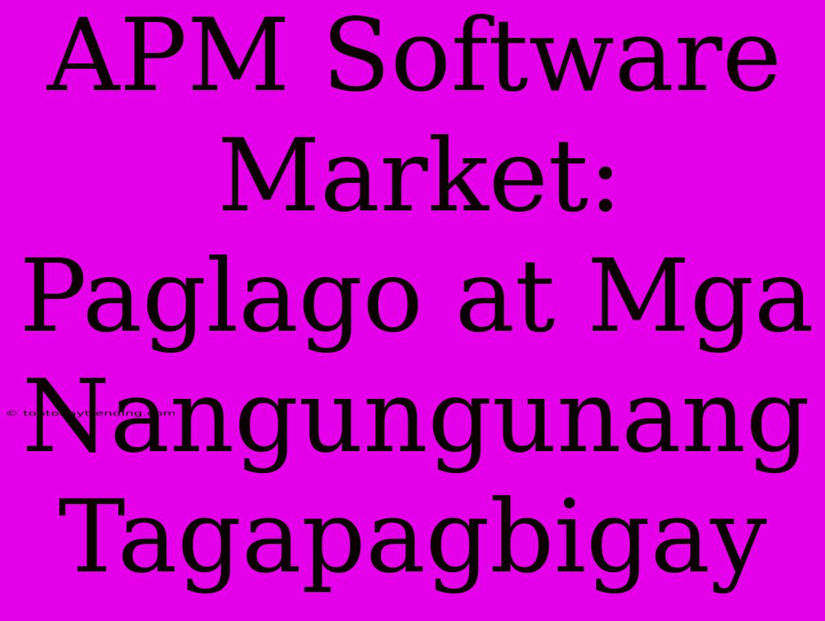 APM Software Market: Paglago At Mga Nangungunang Tagapagbigay