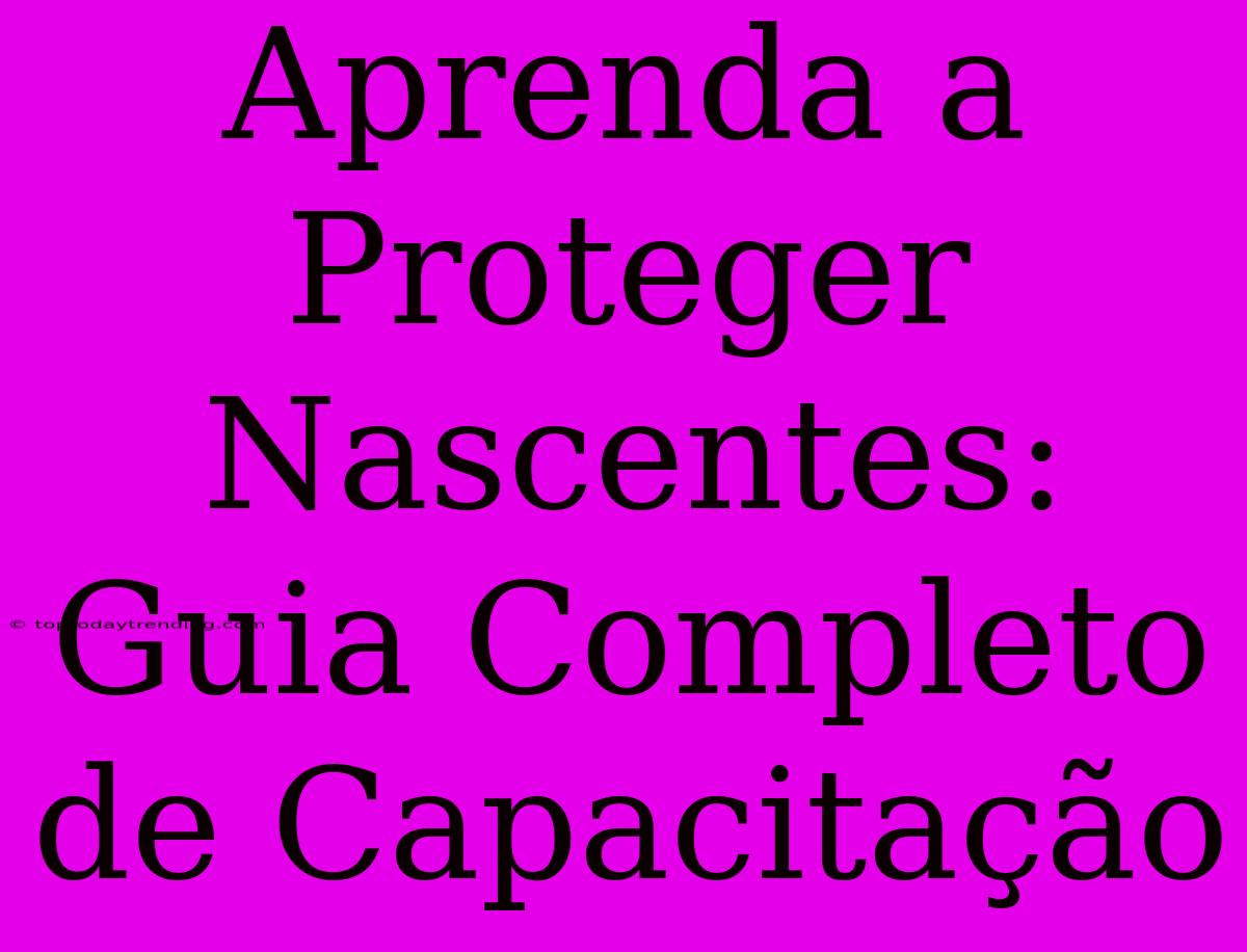 Aprenda A Proteger Nascentes: Guia Completo De Capacitação