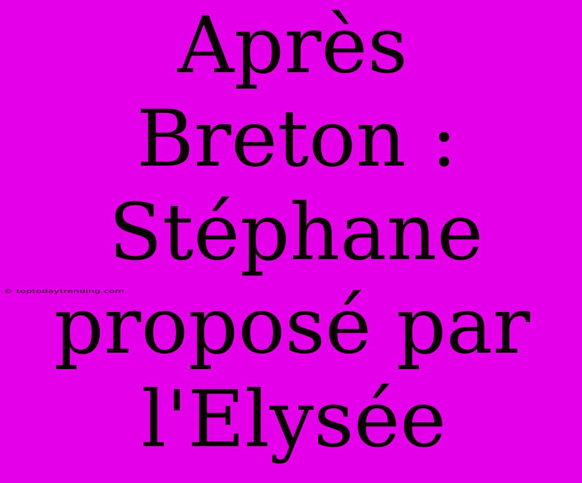 Après Breton : Stéphane Proposé Par L'Elysée