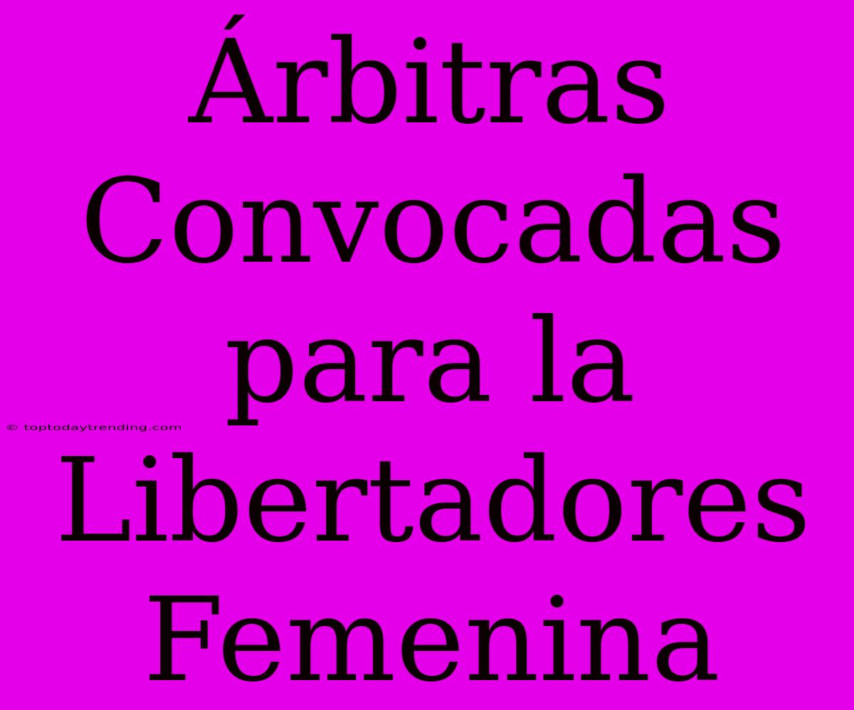 Árbitras Convocadas Para La Libertadores Femenina