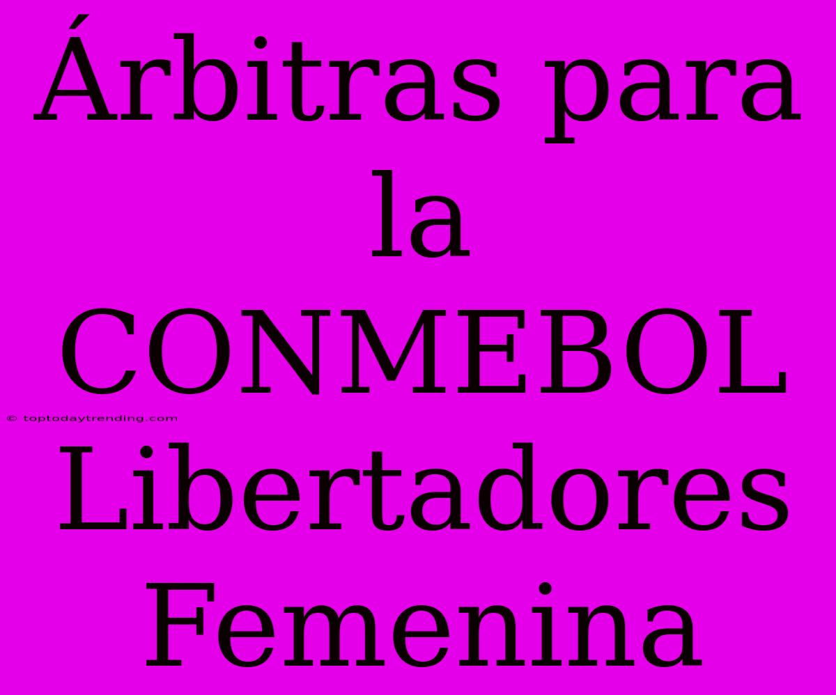 Árbitras Para La CONMEBOL Libertadores Femenina