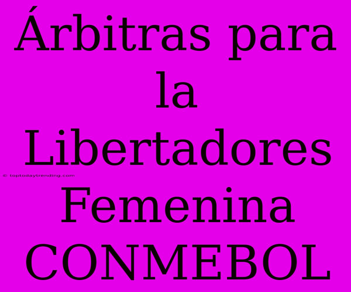 Árbitras Para La Libertadores Femenina CONMEBOL